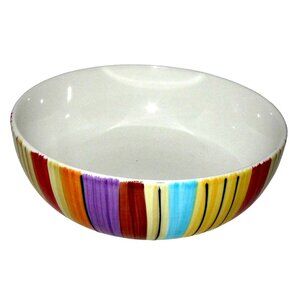 Rare Colorful Pfaltzgraff Equator 9" Ceramic Serving Bowl Dishwasher Microwave